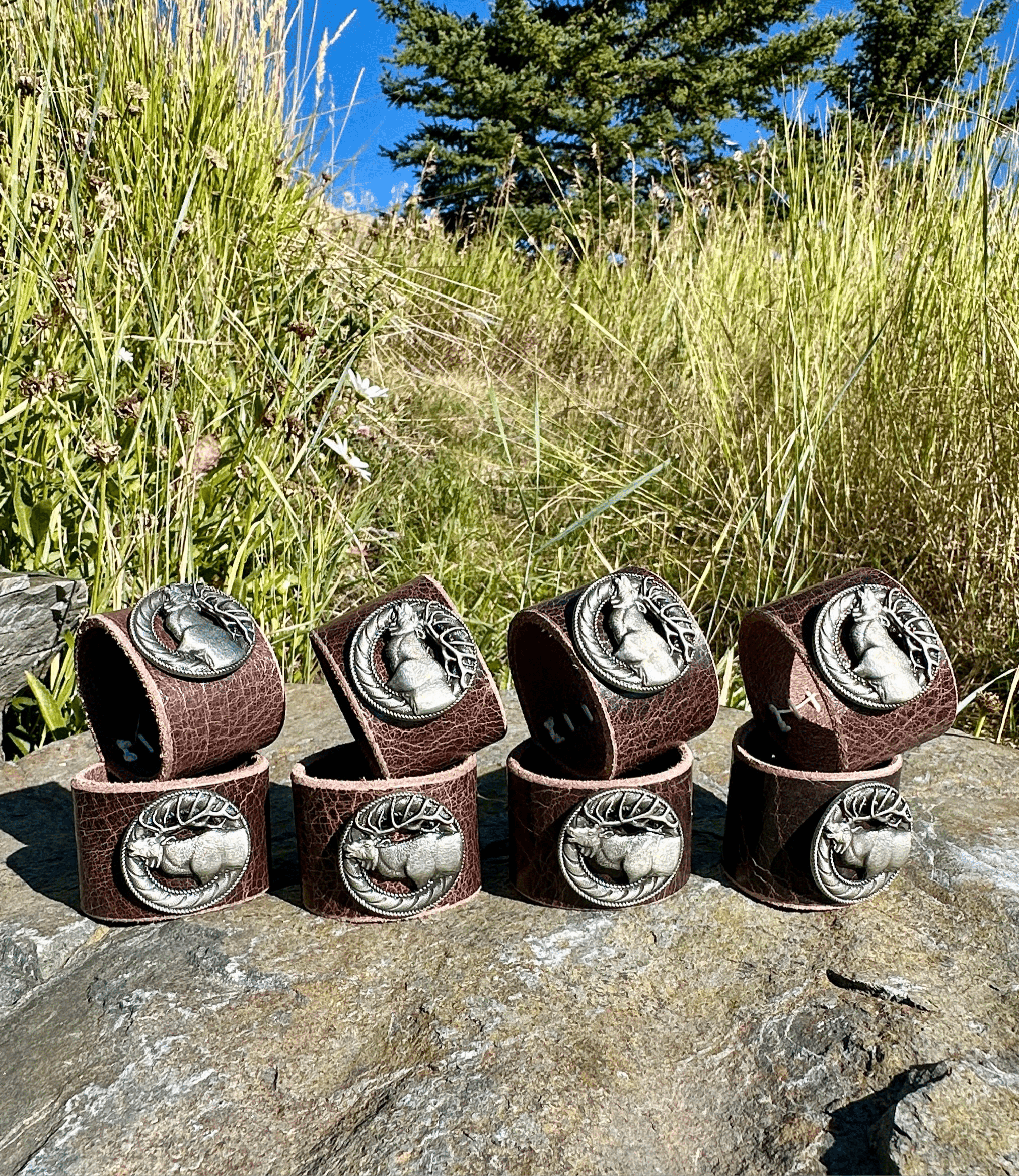 Bridger Leather Home Goods Elk Concho Napkin Rings - Set of 8