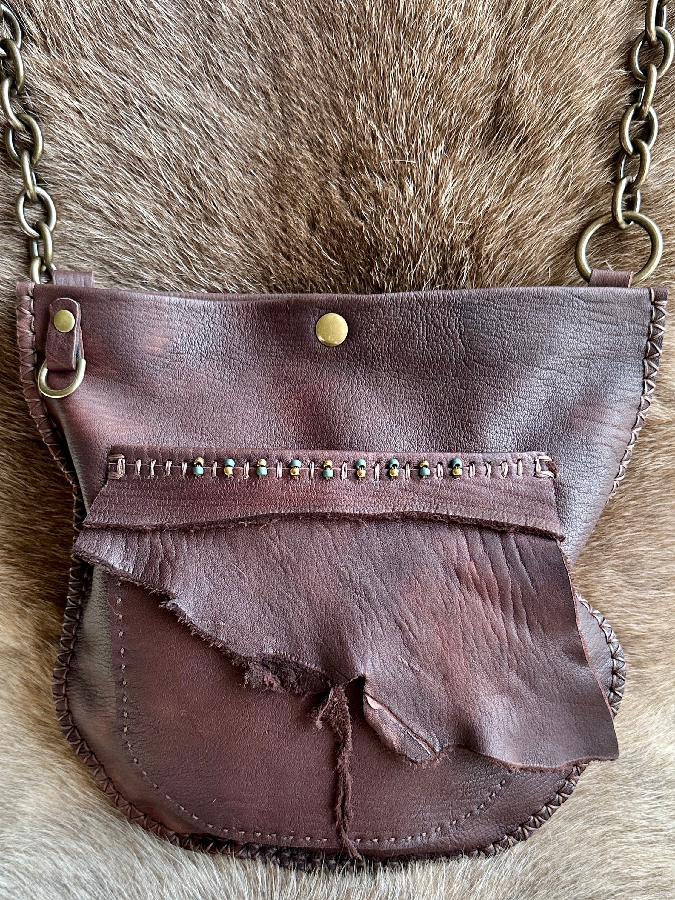 Bridger Leather Crossbody Bag Sacajawea Beaded Crossbody