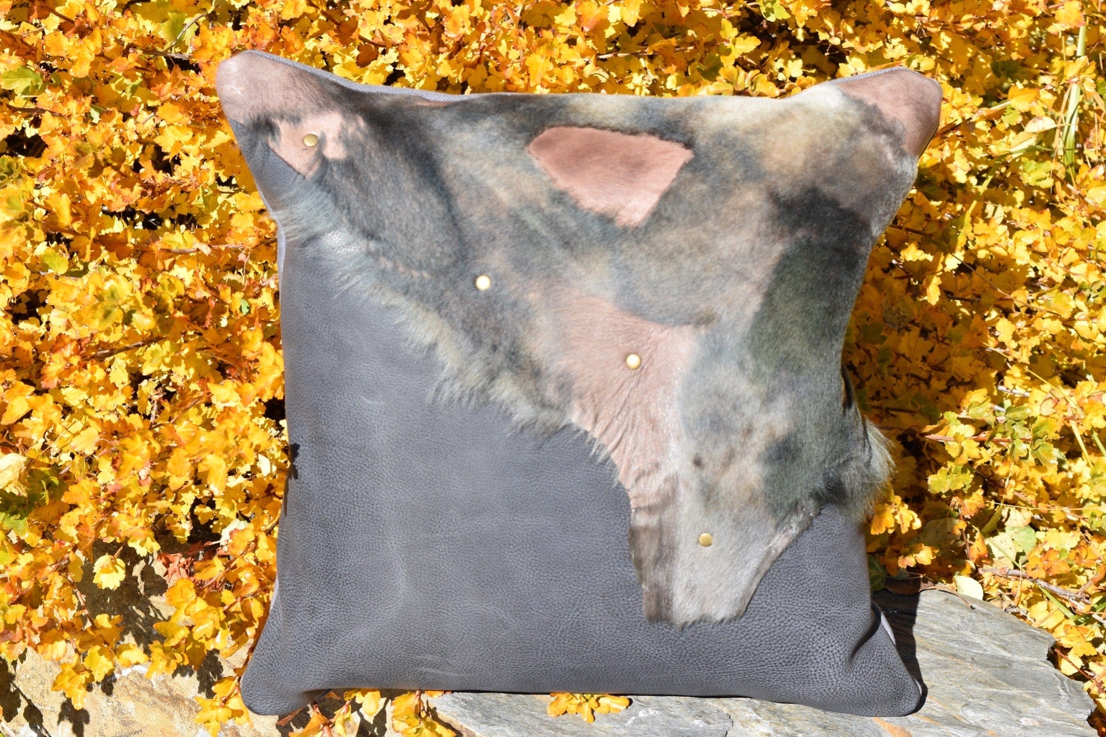 Bridger Leather 18” x 18” Style A Sherling and leather Pillow set