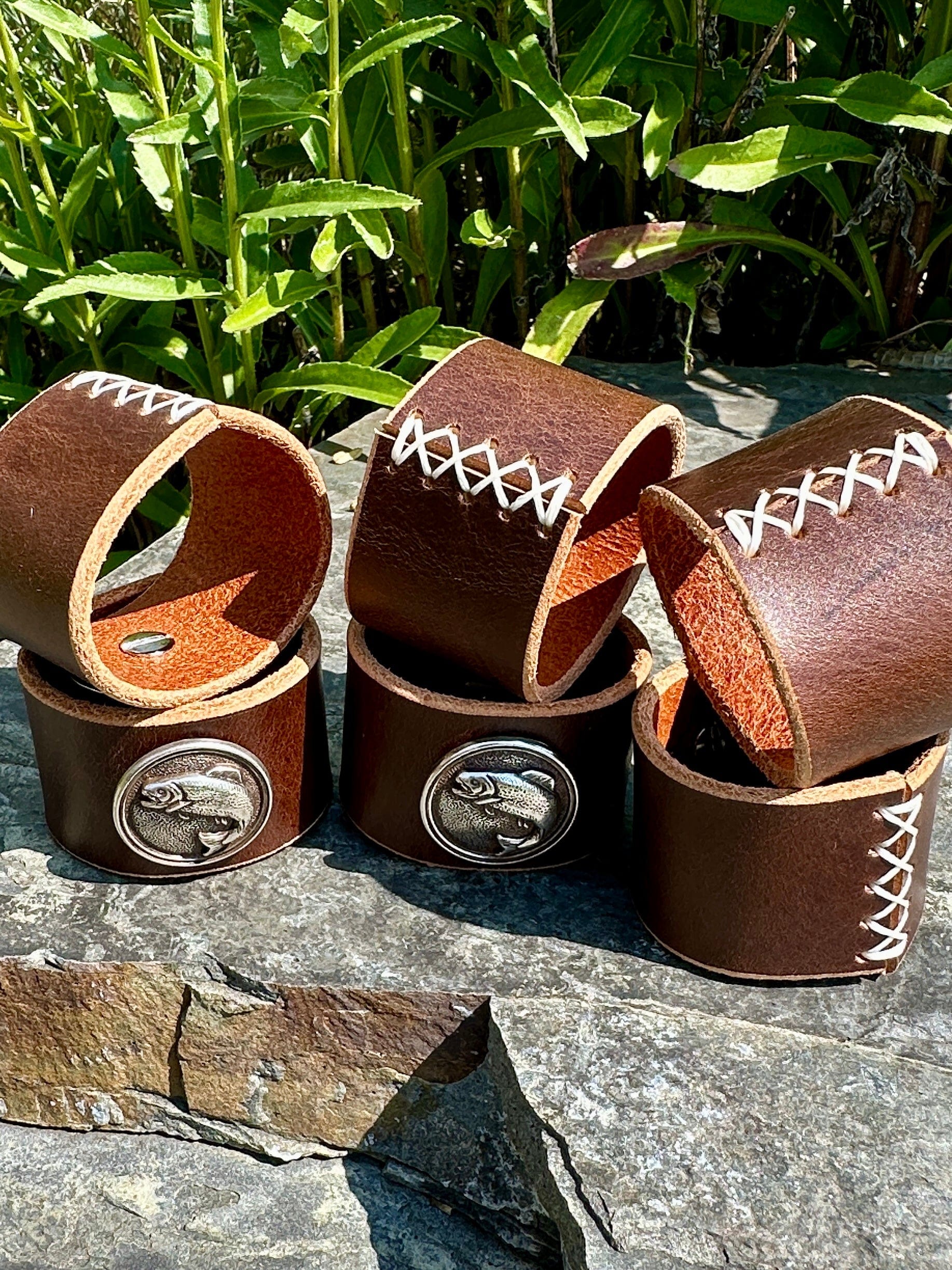 Bridger Leather Home Goods Trout Napkin Rings - Set of 8