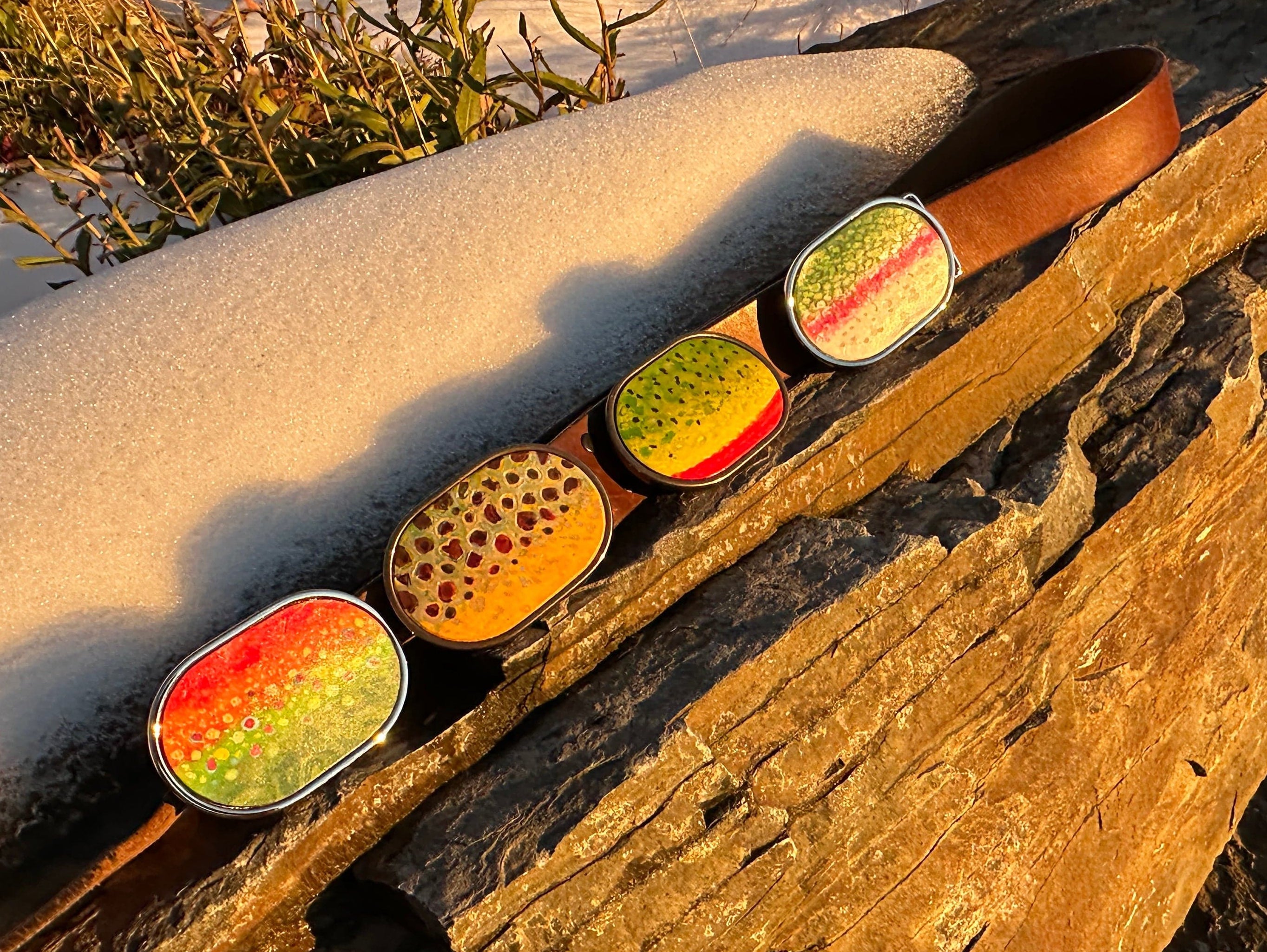 Bridger Leather Trout Pattern Belt Buckle