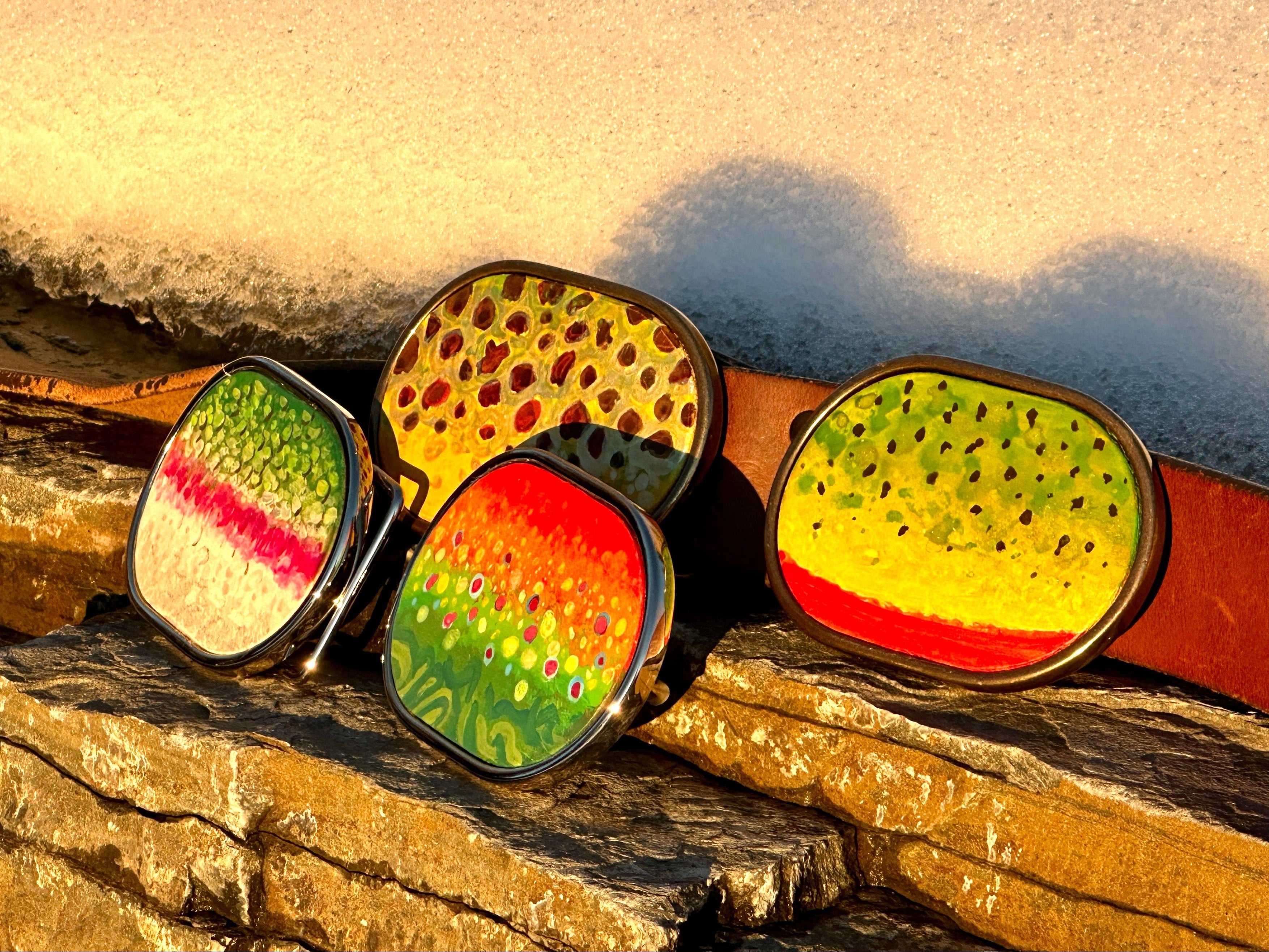 Bridger Leather Trout Pattern Belt Buckle