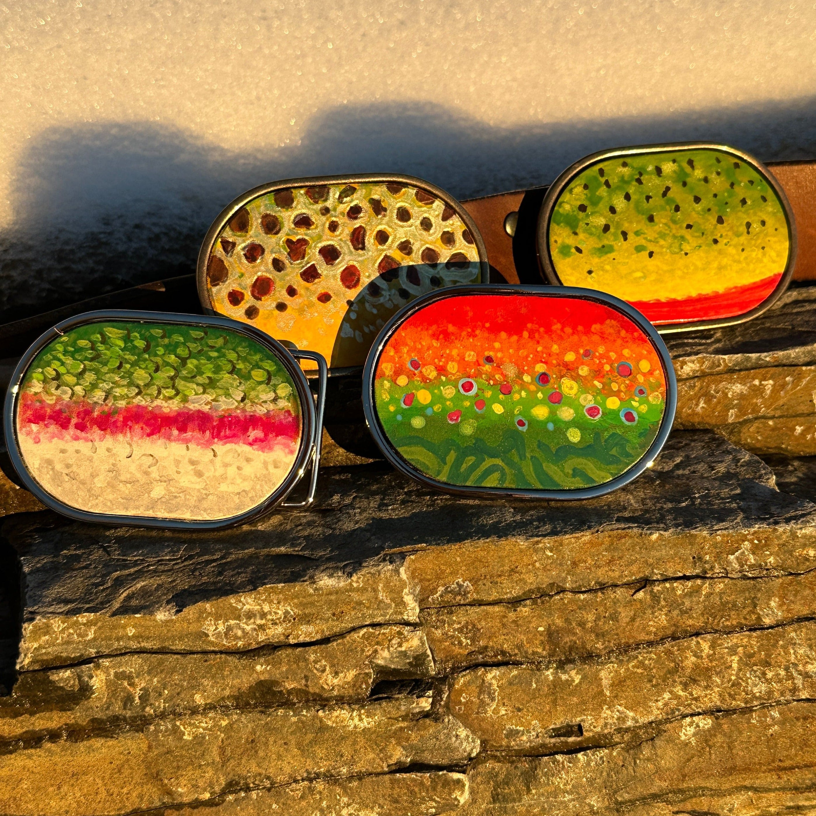 Bridger Leather Trout Pattern Belt Buckle