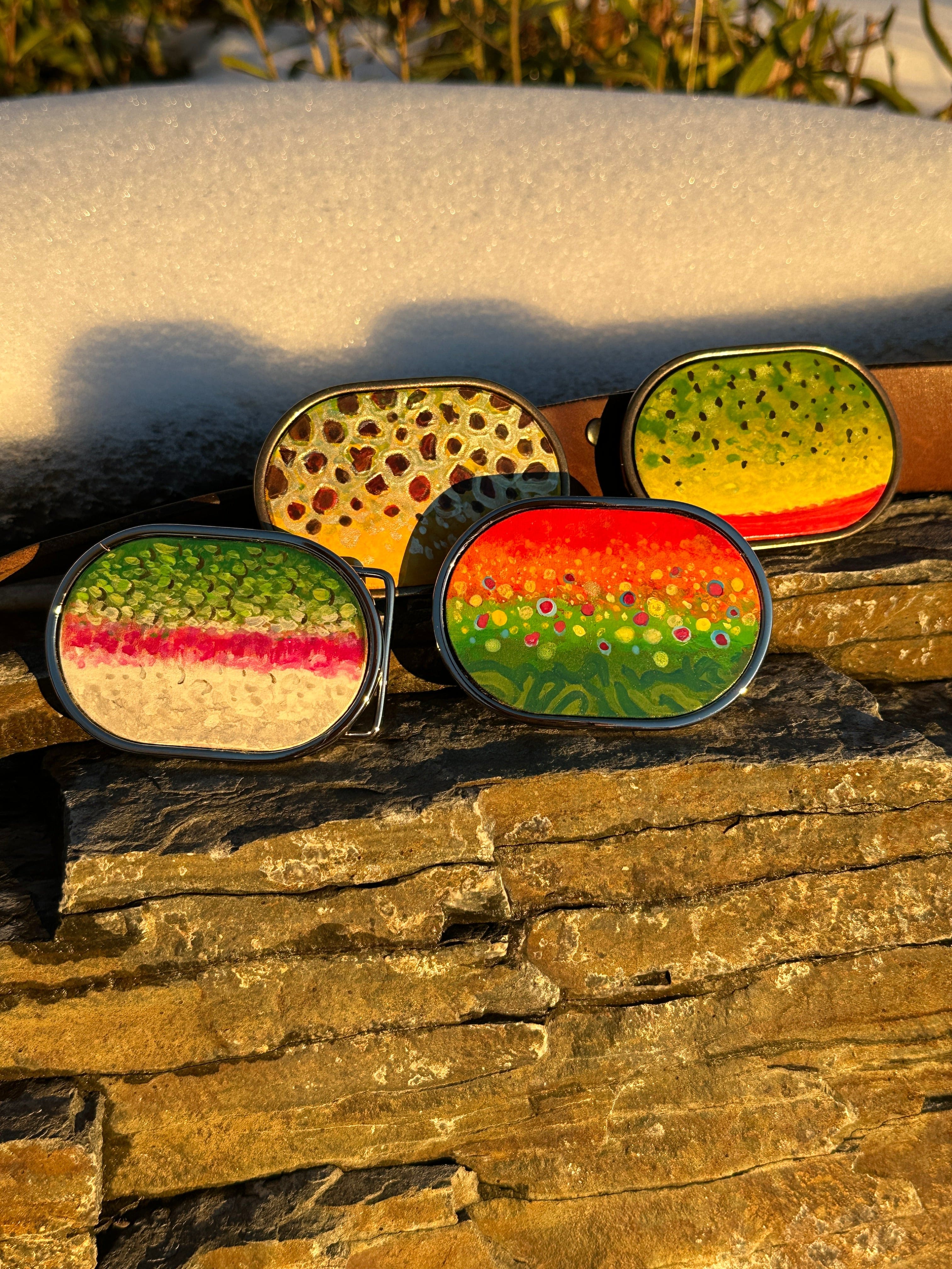 Bridger Leather Trout Pattern Belt Buckle