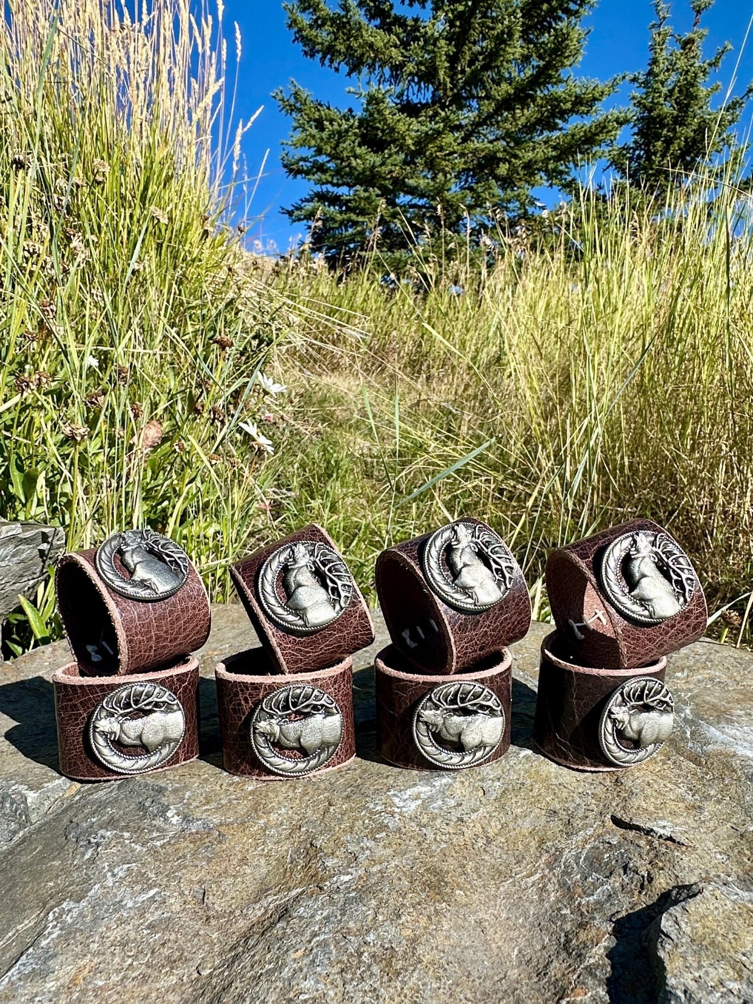 Elk Concho Napkin Rings - Set of 8 - Home Goods - Bridger Leather