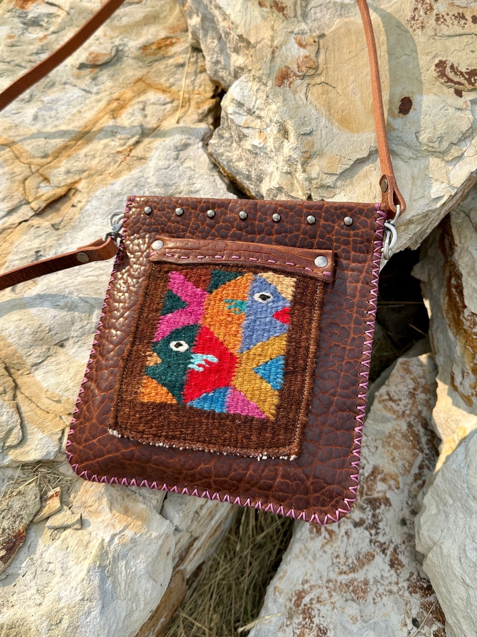 Julia Crossbody Bag — Hand-Woven Wool & Leather - Bridger Leather