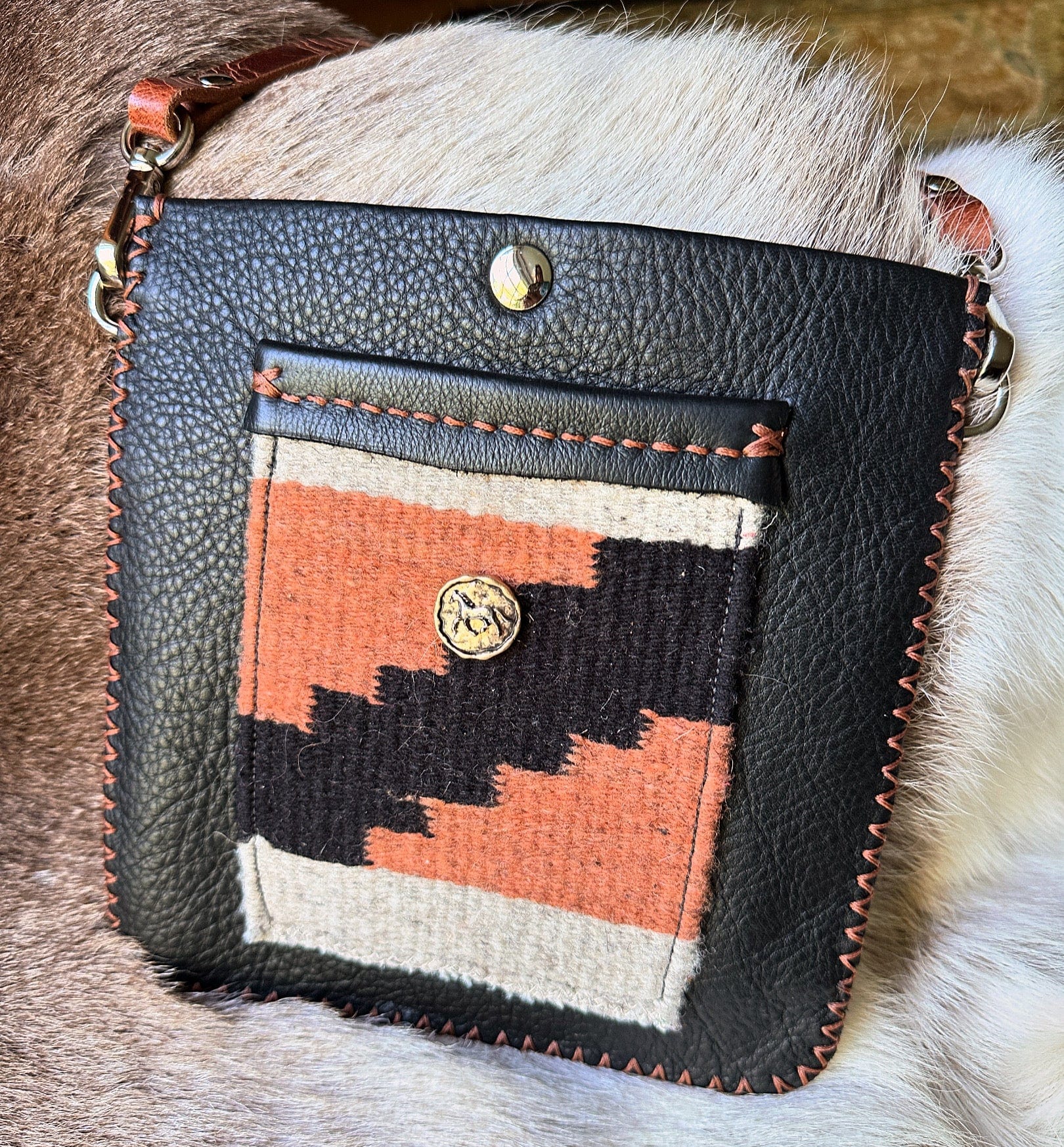 Julia Crossbody Bag — Hand-Woven Wool & Leather - Bridger Leather