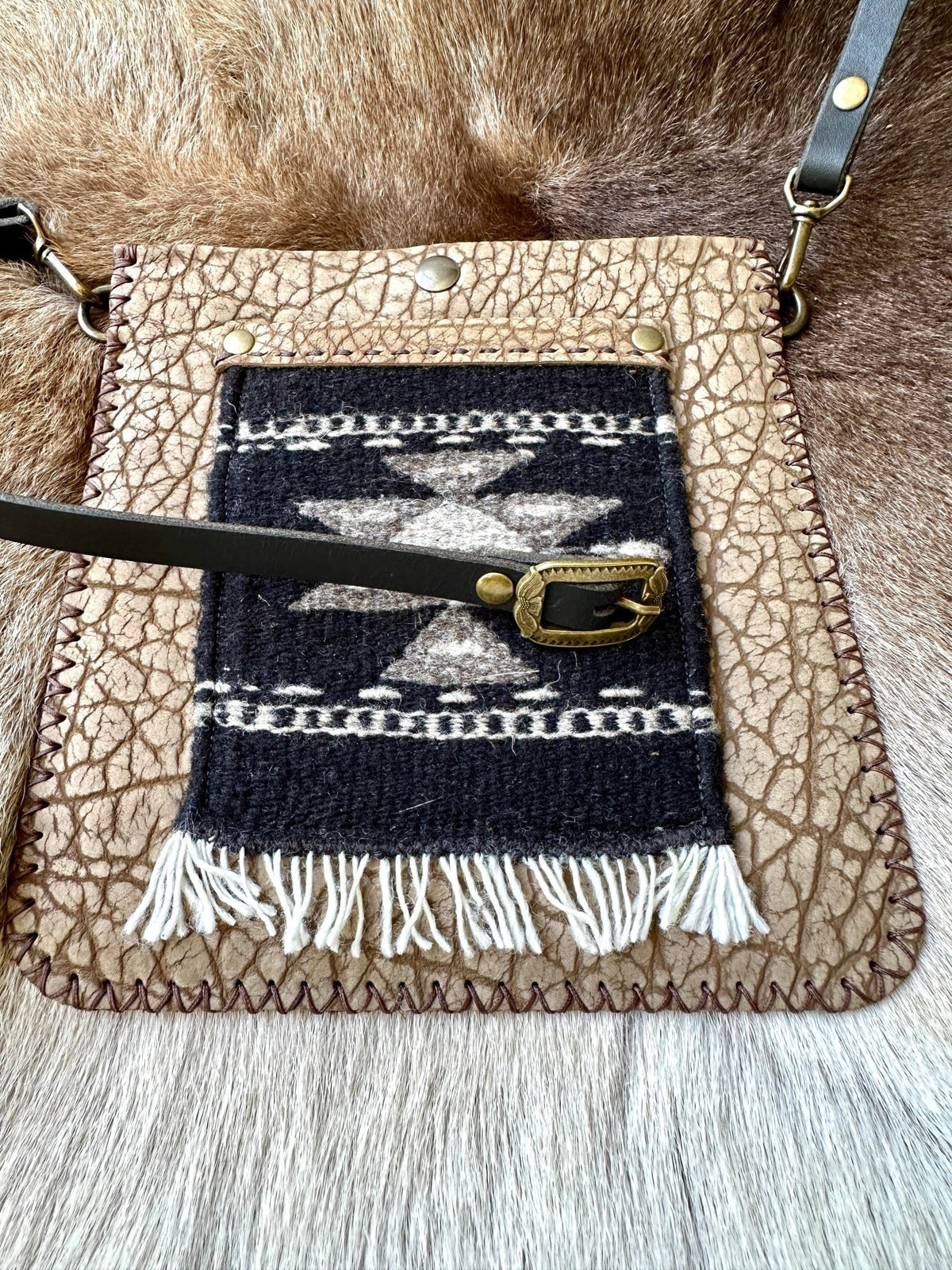 Julia Crossbody Bag — Hand-Woven Wool & Leather - Bridger Leather