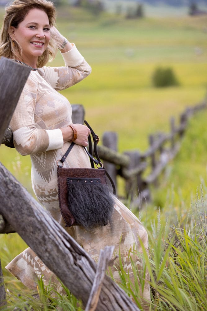 Little Fawn with Tibetan Lamb Fur - Crossbody Bag - Bridger Leather