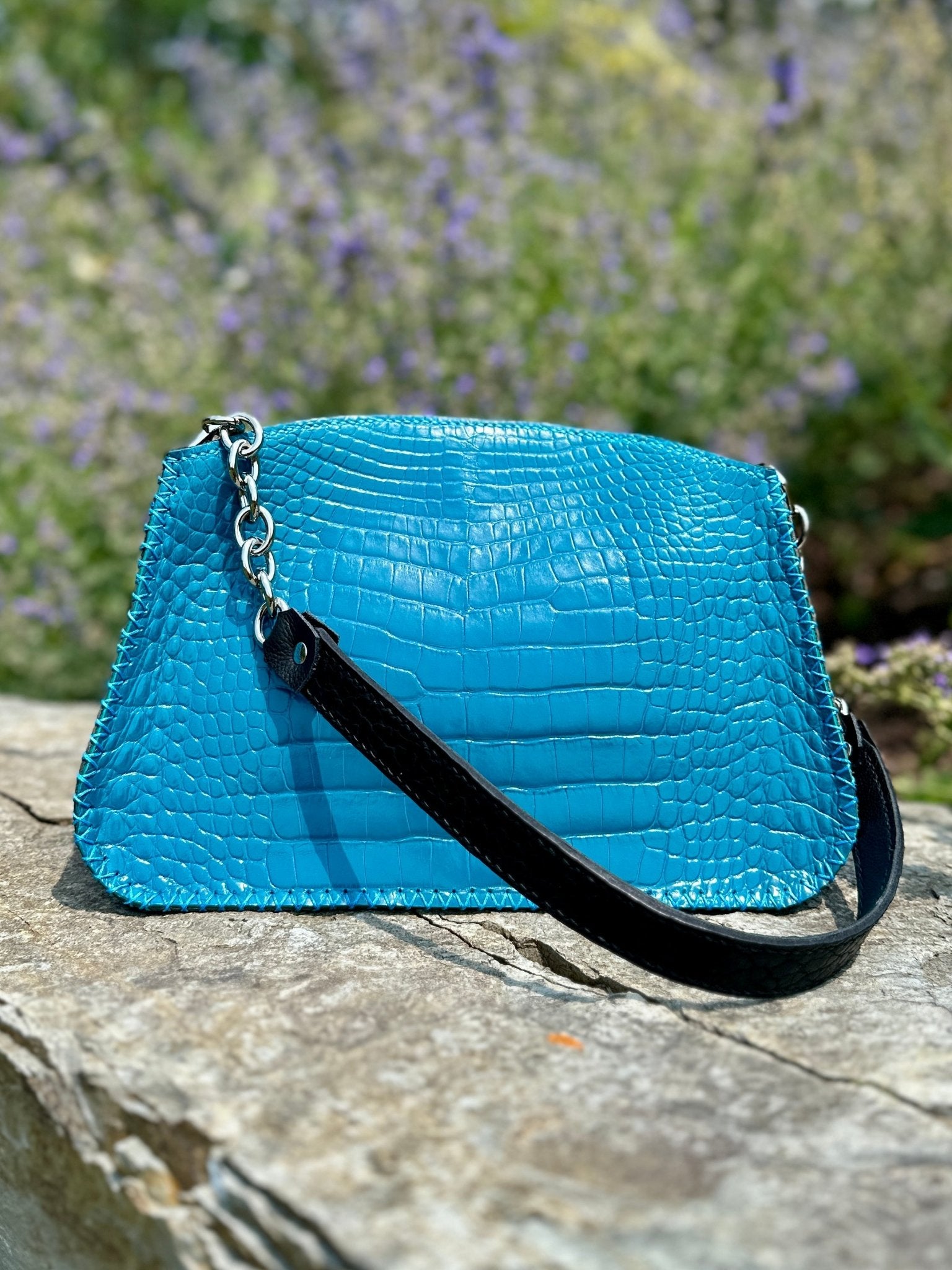 Rosebud Shoulder Bag- Alligator and Cow - Bridger Leather