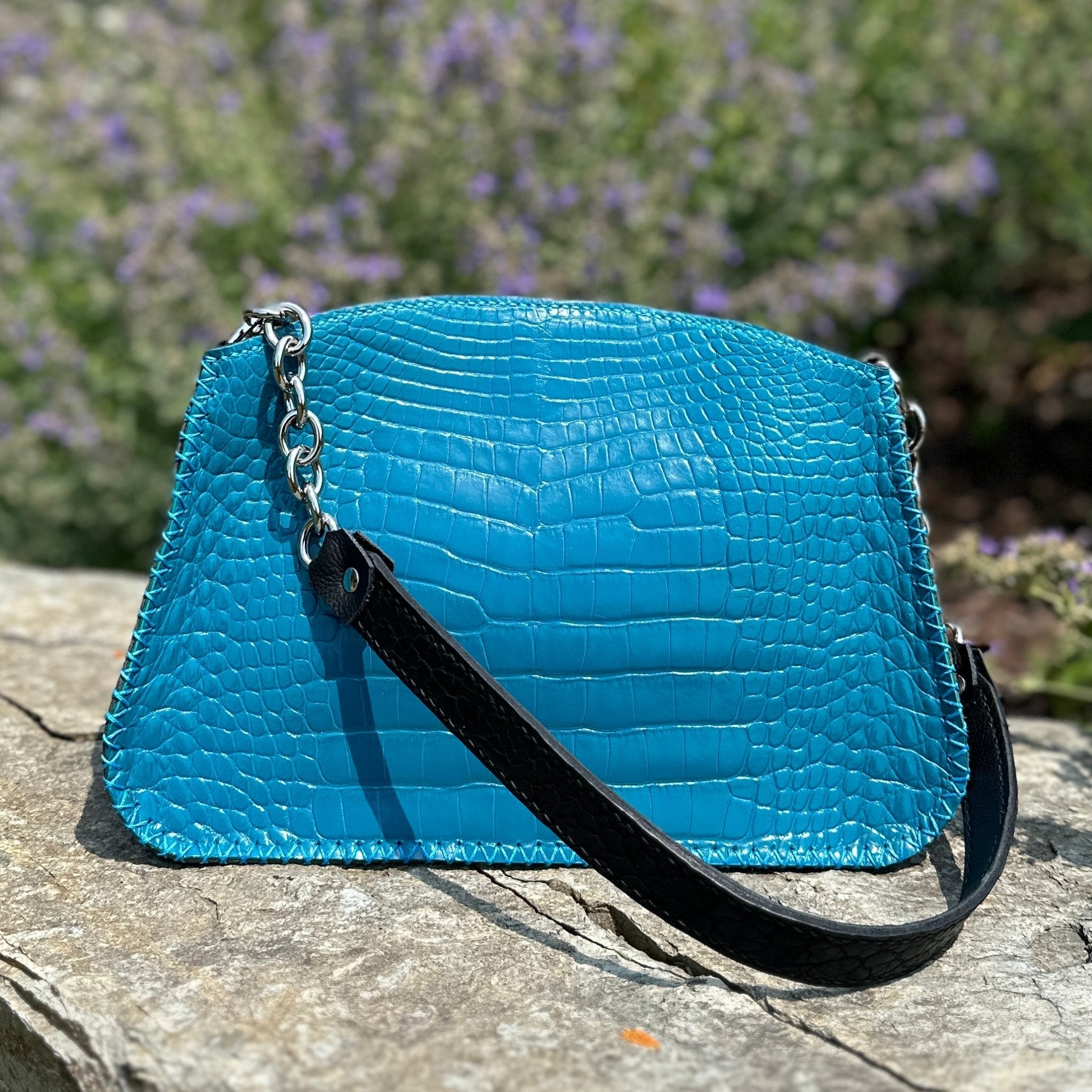 Rosebud Shoulder Bag- Alligator and Cow - Bridger Leather
