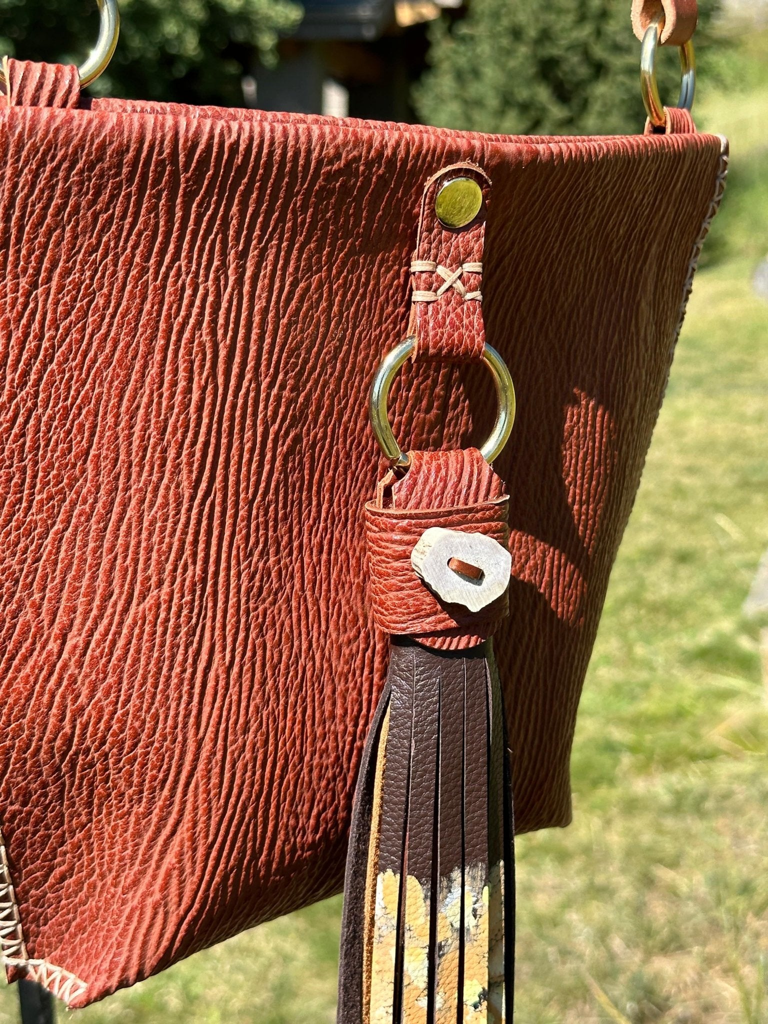 Sharkskin Crossbody Bag — American Kestrel Hand-Painted Tassel - Crossbody Bag - Bridger Leather