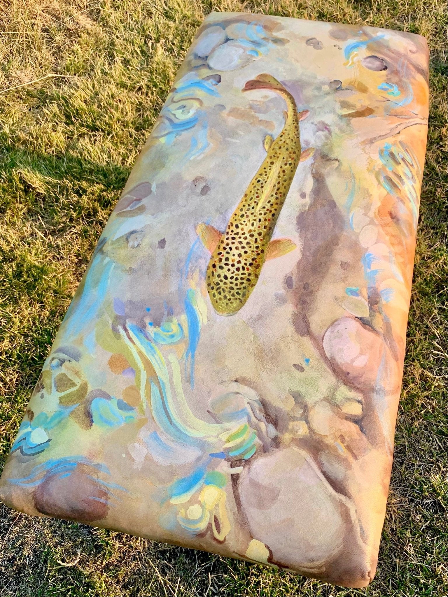 Spearfish Canyon Brown Trout Bench (Available) - Bench - Bridger Leather