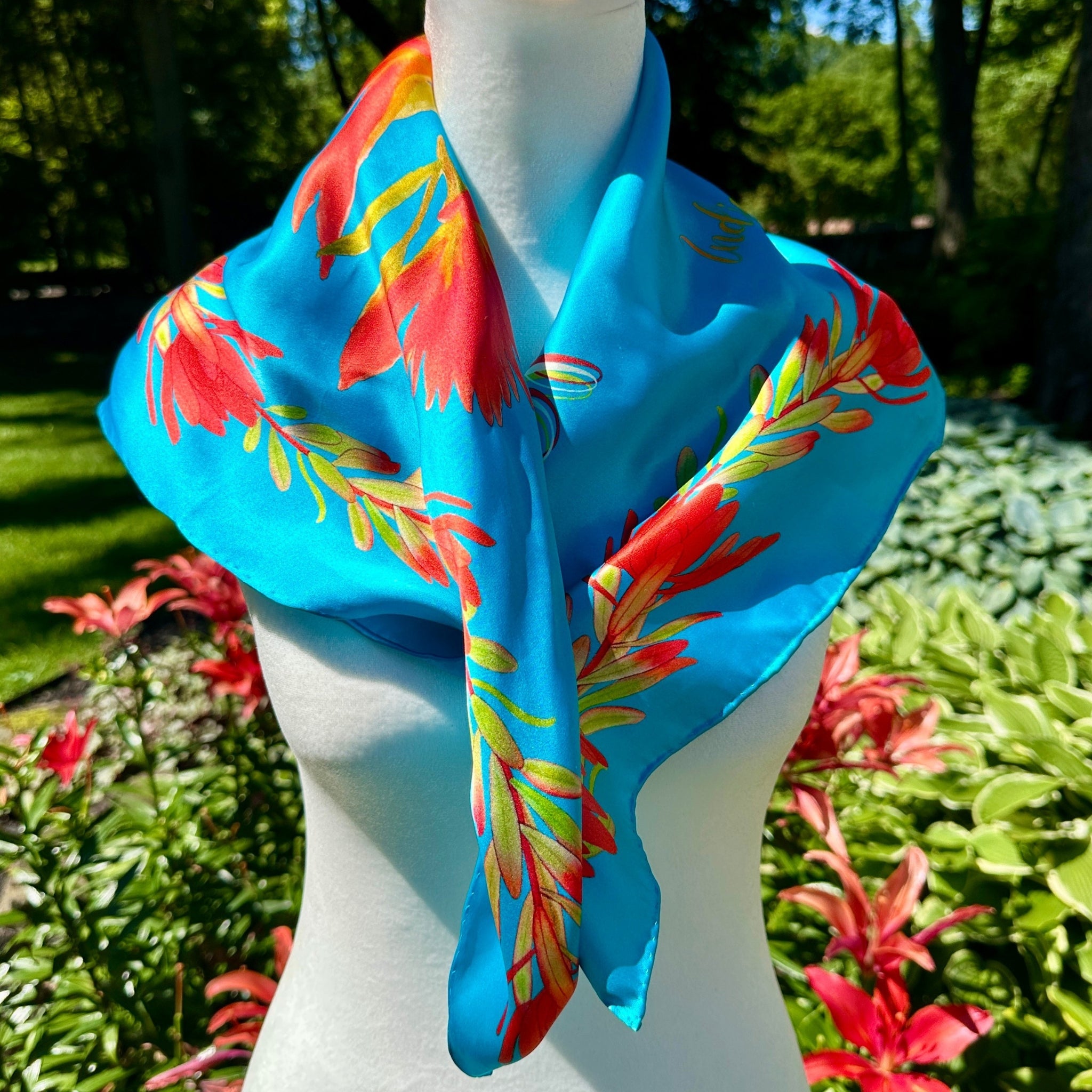 Spirit of the Prairie — Indian Paintbrush Silk Scarf - Scarves - Bridger Leather