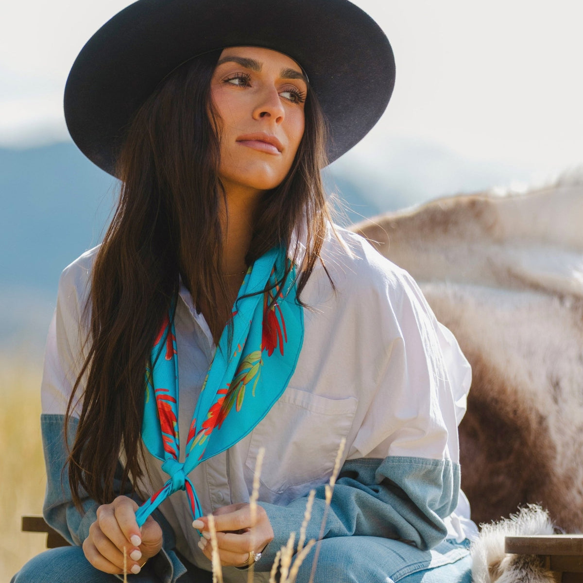 Spirit of the Prairie — Indian Paintbrush Silk Scarf - Scarves - Bridger Leather