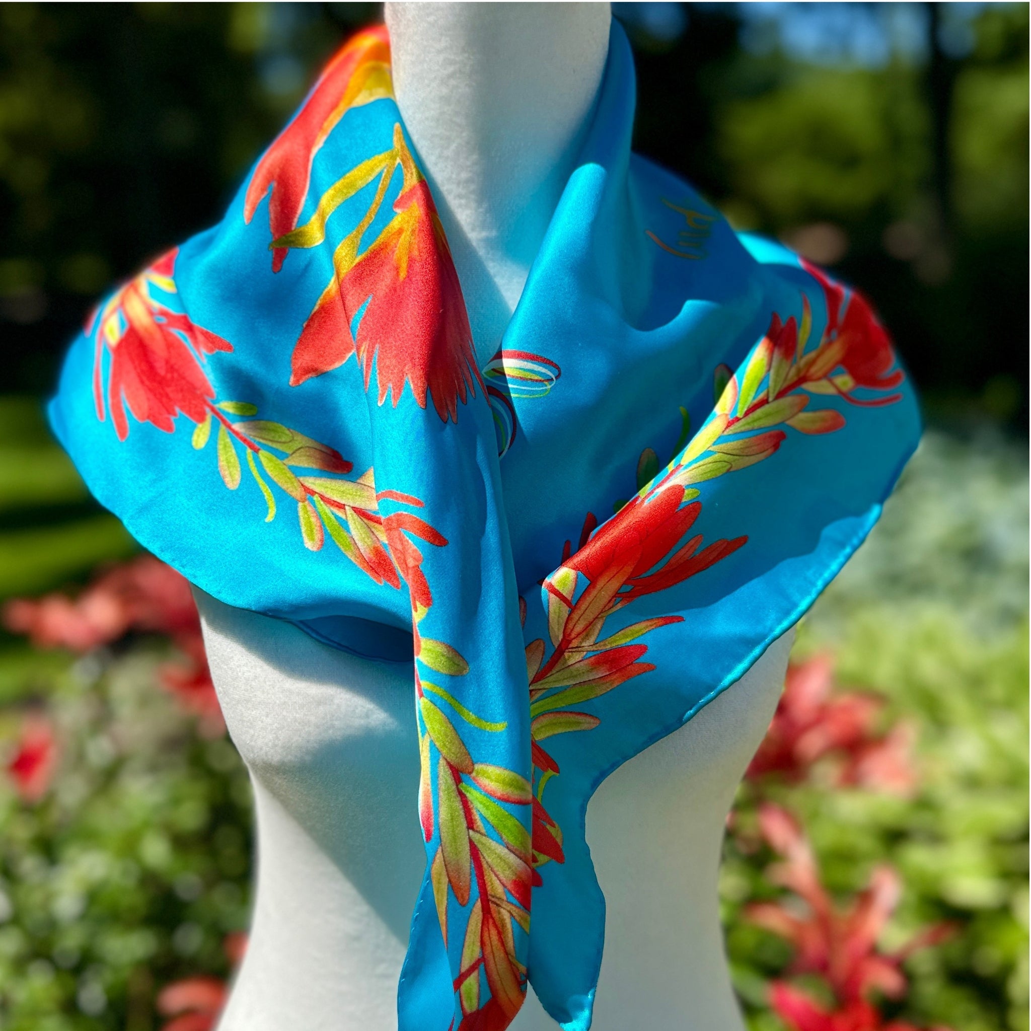 Spirit of the Prairie — Indian Paintbrush Silk Scarf - Scarves - Bridger Leather