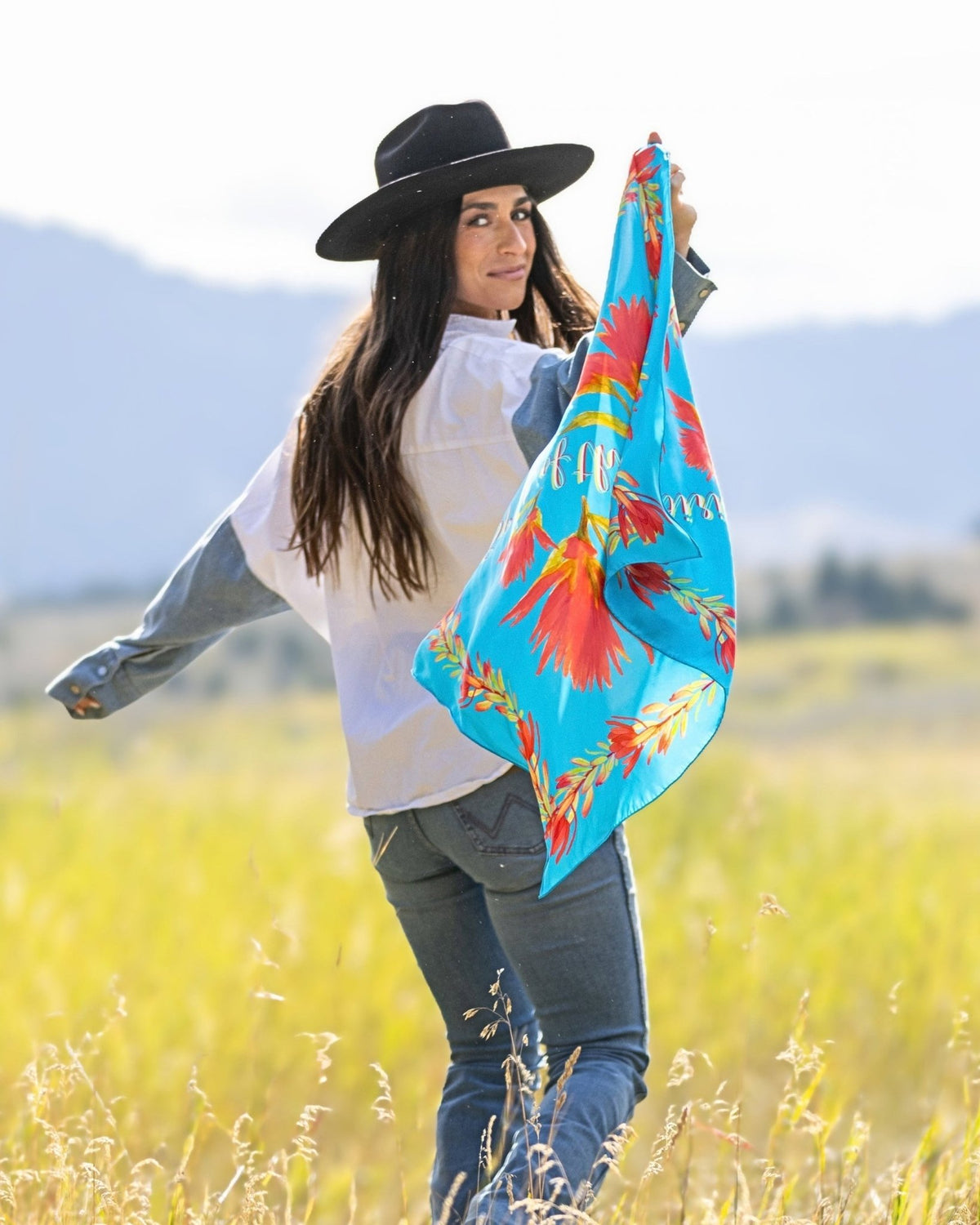 Spirit of the Prairie — Indian Paintbrush Silk Scarf - Scarves - Bridger Leather