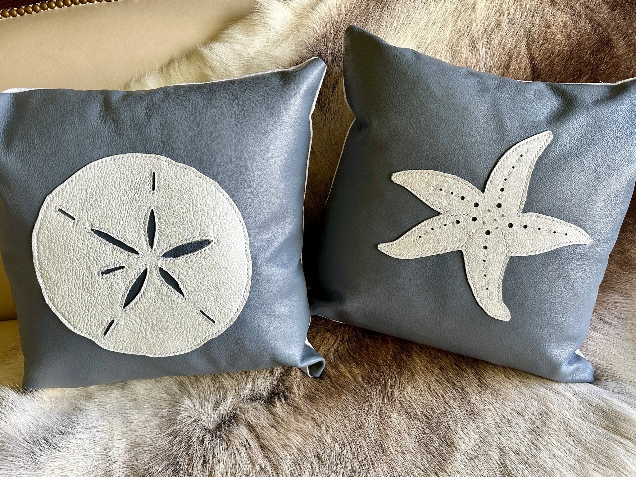 "Spirit of the Sea" Coastal Themed Leather Pillows - Pillow - Bridger Leather