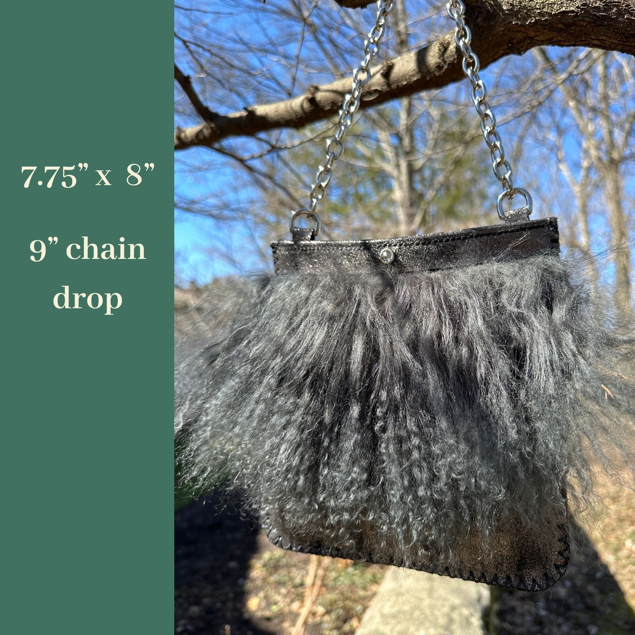The ANA — Italian Suede Evening Bag with Mongolian Lamb Trim - Evening Bag - Bridger Leather