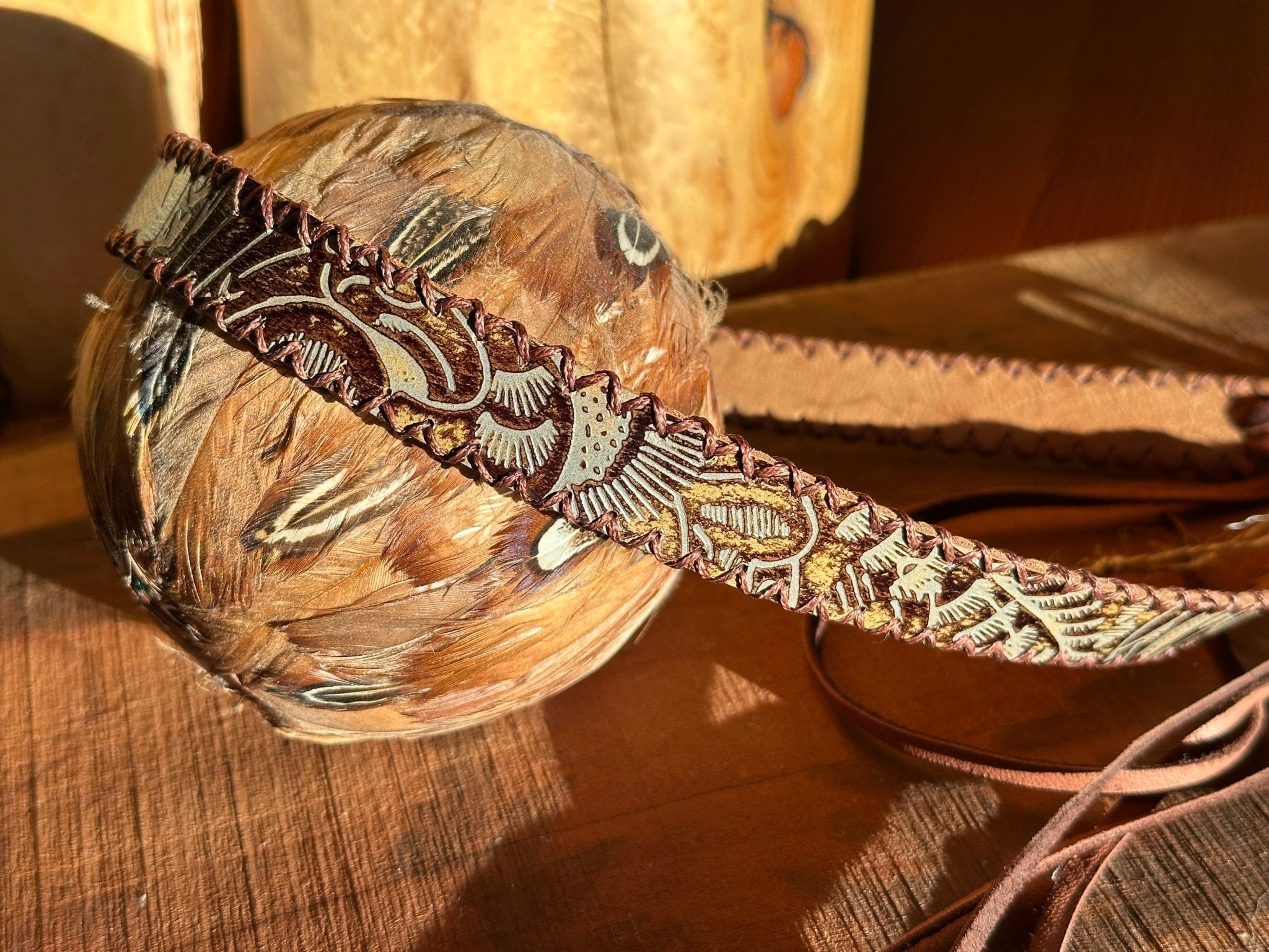 Western Embossed Leather Hatband - Bridger Leather
