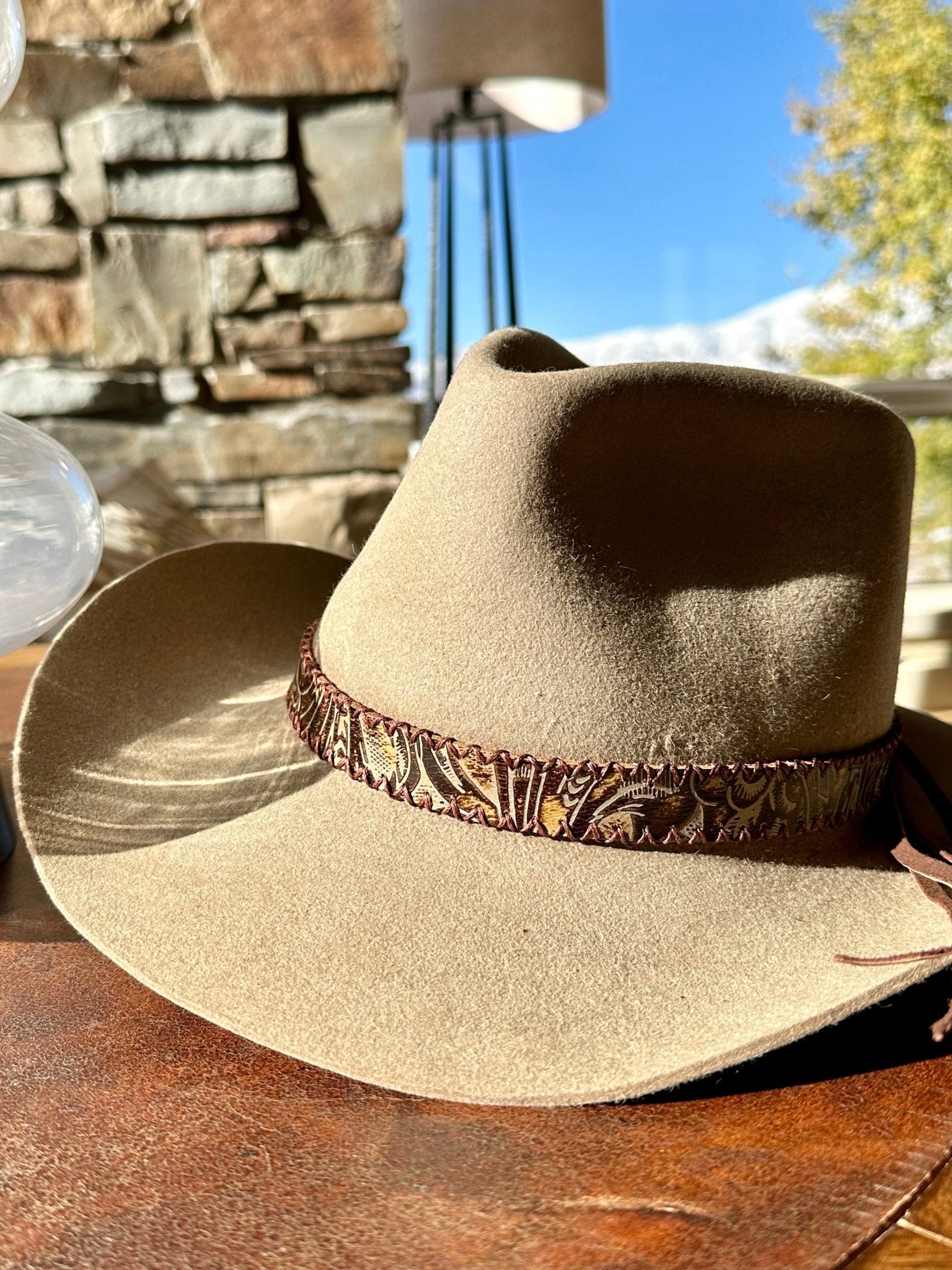 Western Embossed Leather Hatband - Bridger Leather