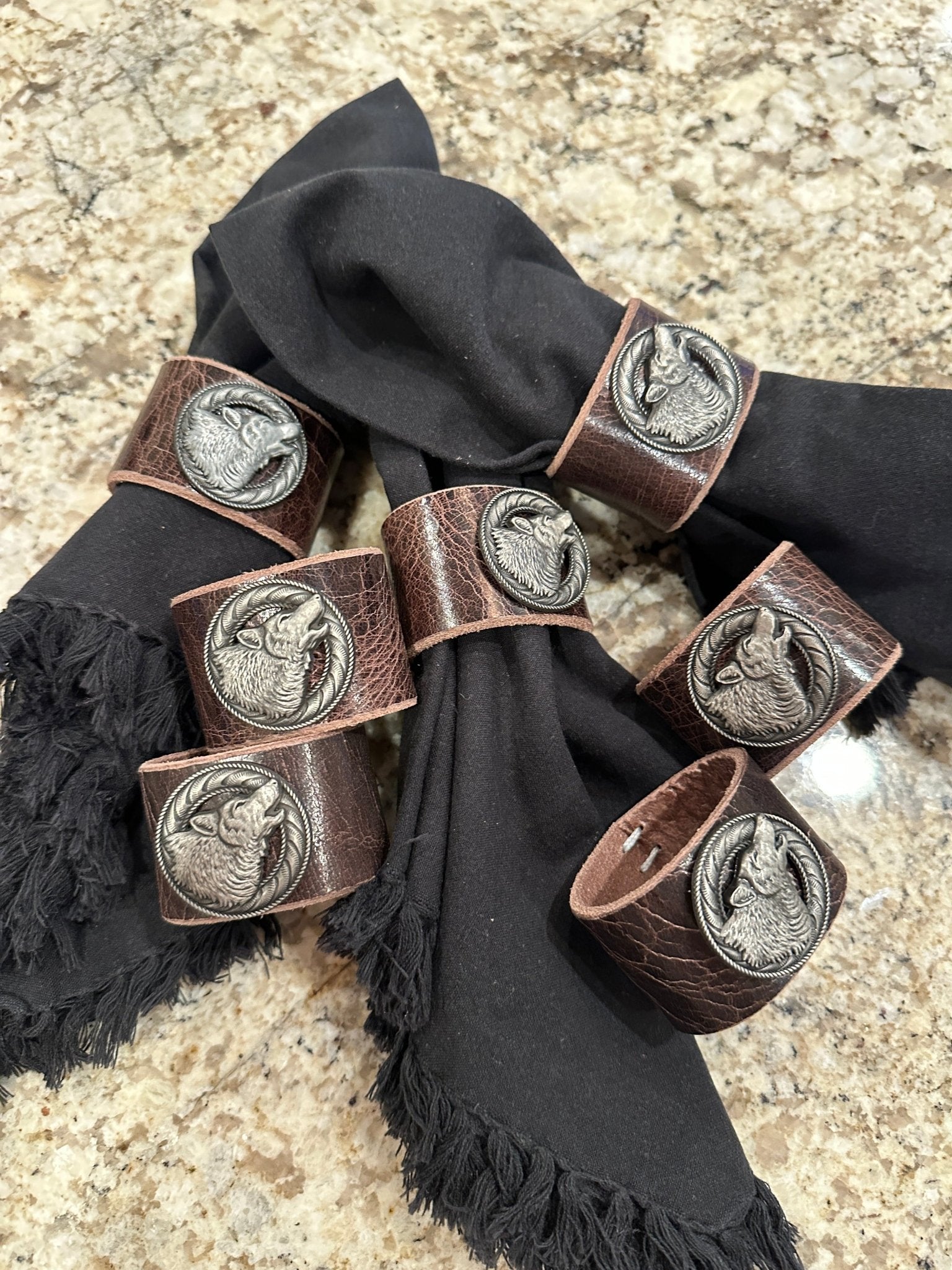 Wolf Concho Napkin Rings — Set of 8 - Home Goods - Bridger Leather